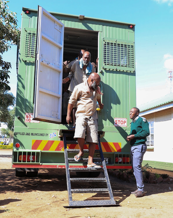 Ishmael Chokurongerwa who the Zimbabwean police claim is the leader of a religious sect and was arrested for suspected criminal activities including abuse of minors, arrives at the Norton magistrate’s court for a bail hearing in Norton, 60km west of the capital, Harare, on March 19. Picture: REUTERS/PHILIMON BULAWAYO