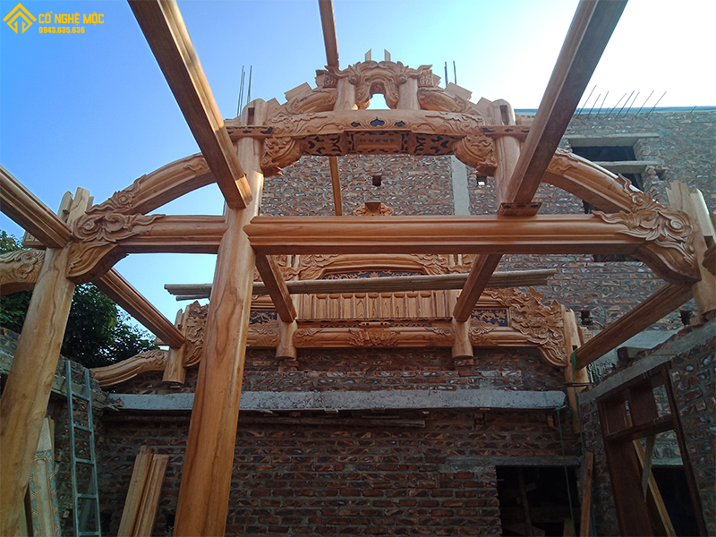 Chuyên thiết kế & thi công làm nhà gỗ mít 3 gian, 5 gian kẻ truyền Bắc Bộ đẹp + chất lượng