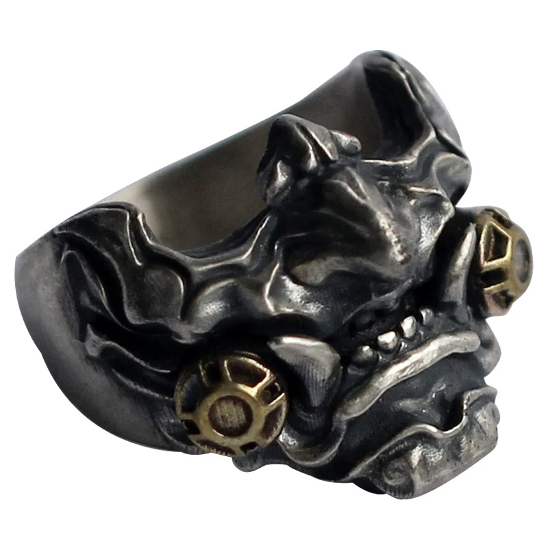 Bague Homme Masque de Samouraï Japonais Acier Inoxydable Bijou Japonais Design Unique Élégant Protection et Force Cadeau Idéal Pour Lui