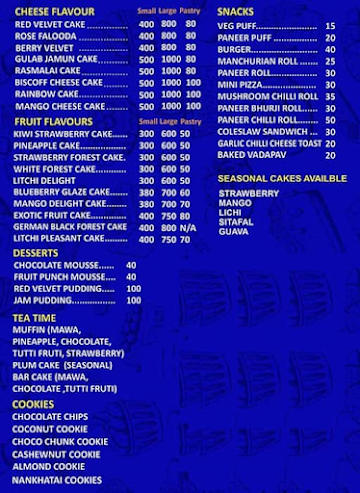 Souffle Cake Shop menu 