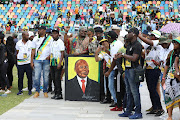 Rasta came to the January 8 celebration with a painting of ANC president Cyril Ramaphosa at the111th ANC birthday celebrations at Dr Molemela Stadium.