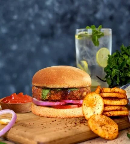 Veg Aloo Tikki Cheese Burger