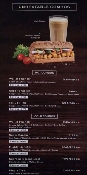 Cafe Coffee Day menu 