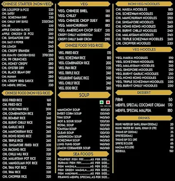 Mehfil Family Restaurant menu 