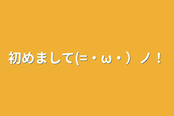 初めまして(=・ω・）ノ！