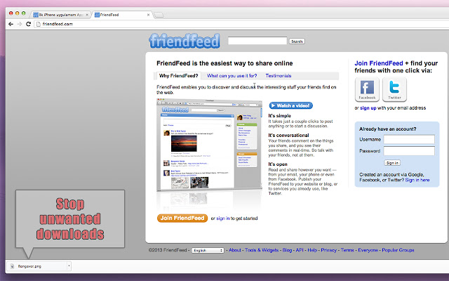 FriendFeed Download Blocker chrome extension