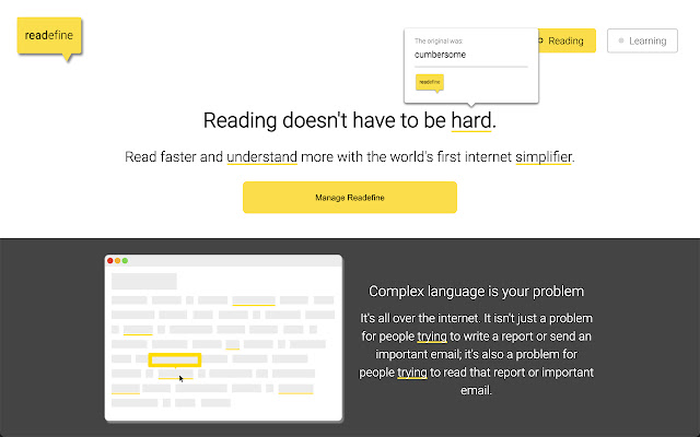 Readefine - Simplify Website Language chrome extension