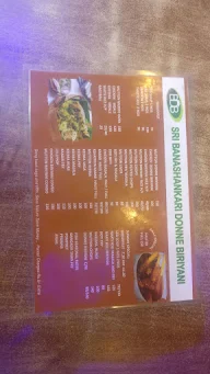 Sri Banashankri Donne Biriyani menu 1