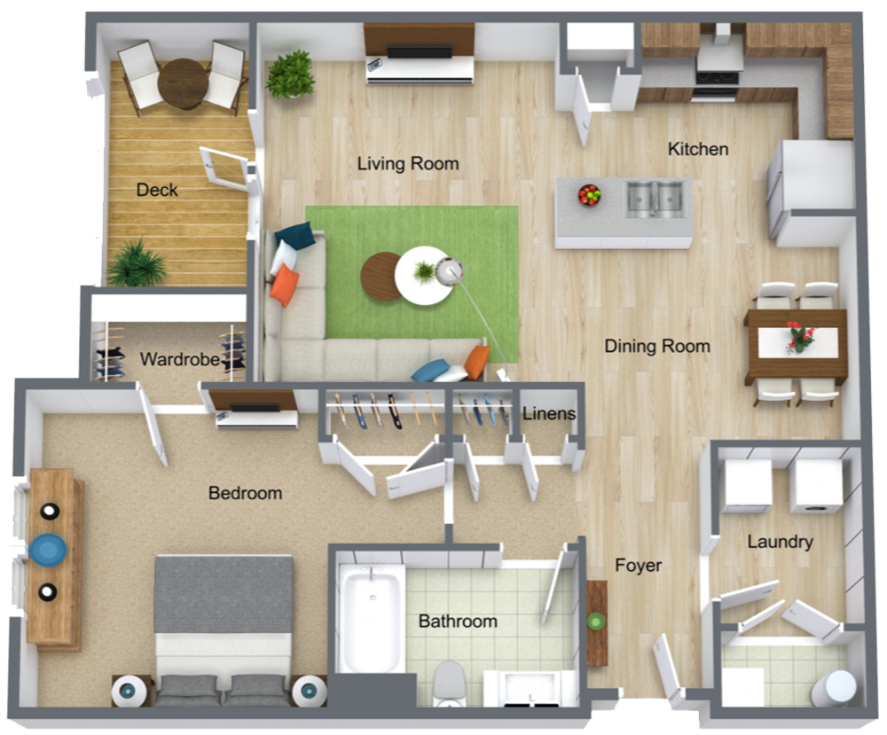 One Bedroom Floorplan Diagram