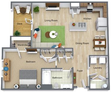 One Bedroom Floorplan Diagram