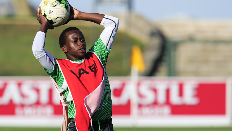 Maritzburg United and Bafana Bafana attacking midfielder Siphesihle Ndlovu takes part in training with the national team at Princess Magogo Stadium in Durban, his hometown, on September 3, 2018.