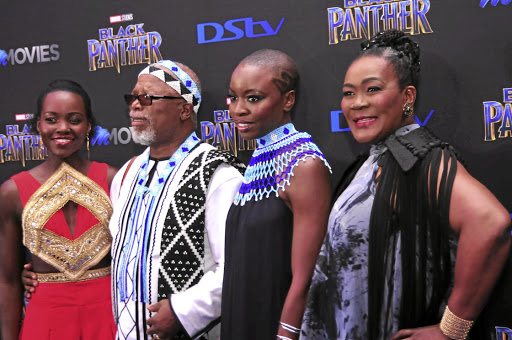 African celebrities: Lupita Nyong’o, John Kani, Danai Gurira and Connie Chiume. The opportunities presented by the Hollywood blockbuster movie Black Panther, in which the heroes of the picture are all black and are portrayed in a positive light, offers a chance for the cultural marketing of Africa globally. Picture: SUNDAY TIMES