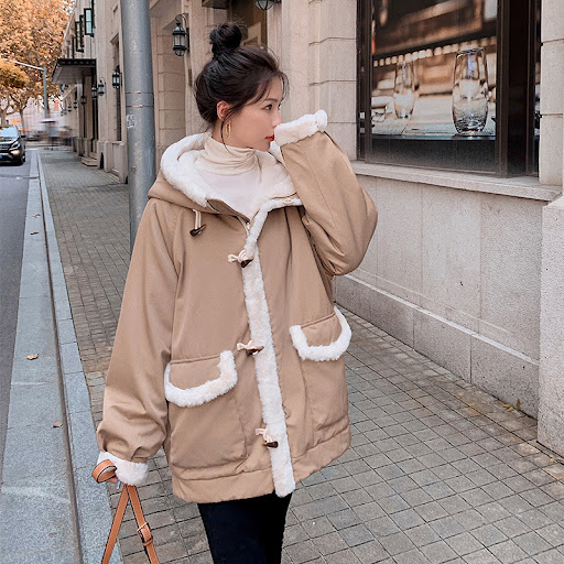 Title 4, Loose Double-sided Padded Jacket Lamb Plush. Un...