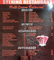 Syening Resturant menu 1