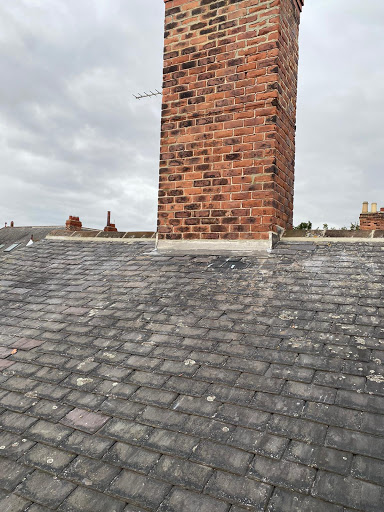 Hartlepool, Conservation Area, Quadruple VELUX Window Installation, Multiple Code 4 Lead and Code 3 Lead Soaker Chimney Stack Flashings, Lift and Re-Bed of Ridge Tiles and Professional Welch Slate Repair Project