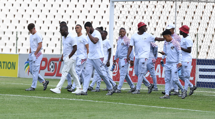 Moroka Swallows players before the DStv Premiership match against Kaizer Chiefs at Dobsonville Stadium on November 26 2023. Picture: GALLO IMAGES/LEFTY SHIVAMBU