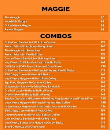 The Lassi Corner menu 