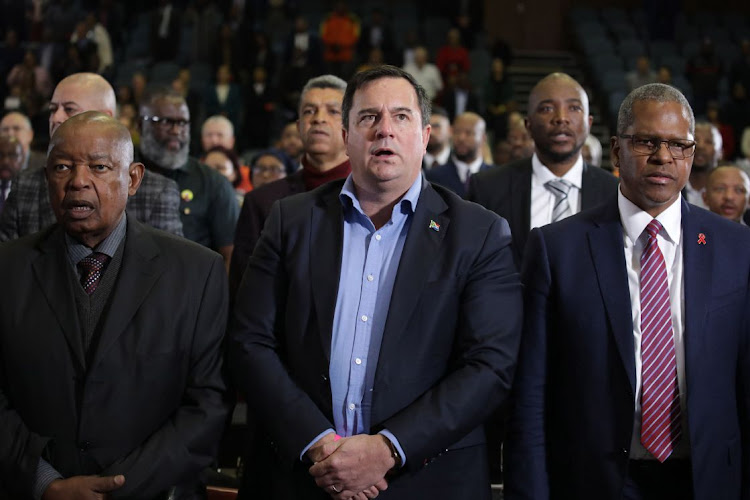 John Steenhuisen, leader of the Democratic Alliance, centre, attends the National Dialogue on Coalition Governments in Cape Town on Friday.