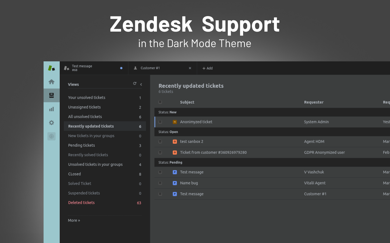 Zendesk Dark Mode Theme Preview image 4