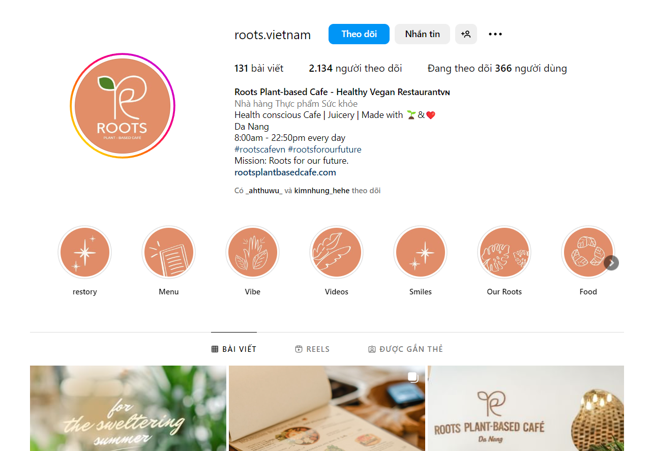 [Roots Plant-based Cafe - Healthy Vegan Restaurant X Onset Marketing] - Xây dựng nhận diện thương hiệu trên nền tảng Instagram 