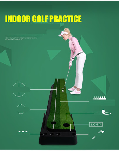 Title 5, 2.5M3M Golf Putting Mat Putter Trainer Practice...