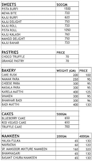 Kamdhenu Sweets & Bakery menu 1