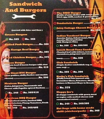 Garage Inc menu 