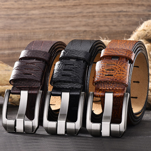 Title 16, Vintage Pin Buckle All-Match Leather Mens Belt...