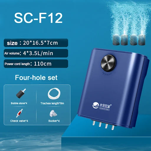 Silent Aquarium Oxygen Air Pump with Check Valve Fish Tank Four Outlet Large Oxygenator Aquarium Air Compressor Aerator 