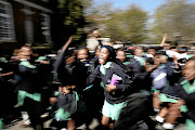 DEMANDING AGE Pretoria Girls High School pupils protest against a ban on 'African' hairstyles Picture:  Alon Skuy