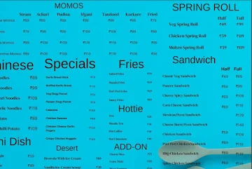 The Kart Cafe menu 