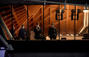 Police officers are seen before a trial of Iranian diplomat Assadollah Assadi, charged in Belgium with planning to bomb a meeting of an exiled Iranian opposition group in France, at the court building in Antwerp, Belgium November 27, 2020.