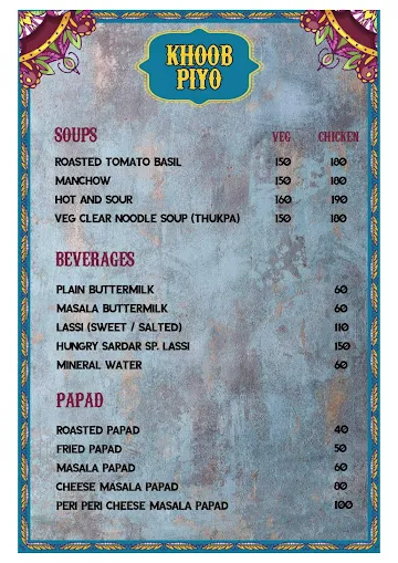 Hungry Sardar menu 