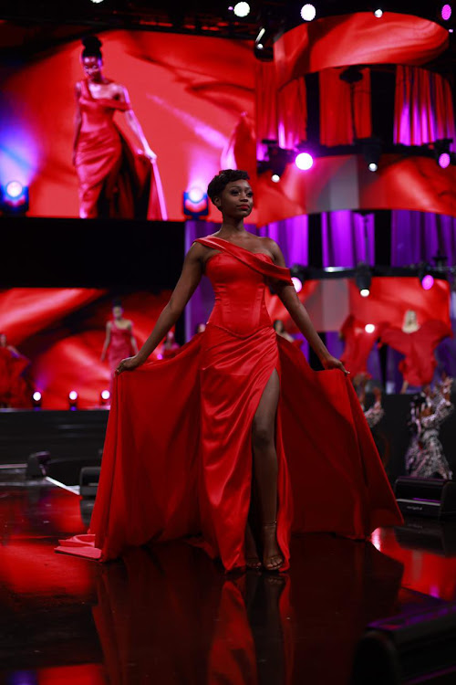 Moratwe Masima on stage during the finale of the 2021 Miss SA pageant on October 16 2021 at the GrandWest Casino, Cape Town.