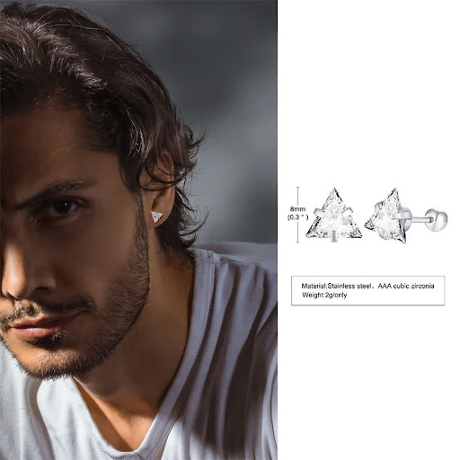 Title 11, Mens Fashion Personalized Triangle Earrings Mo...