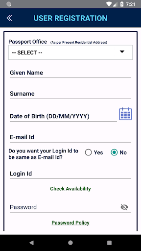 Screenshot mPassport Seva