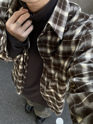 Title 2, Lapel Retro Plaid Shirt Coat Top. Achieve a cla...