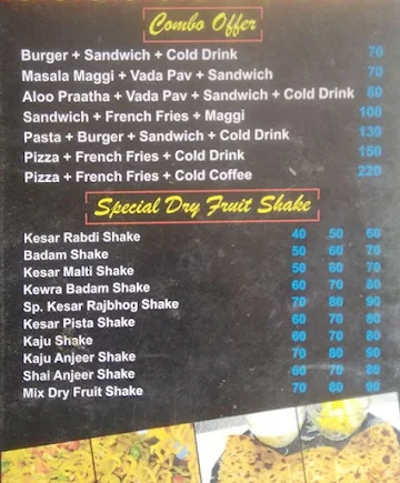 The Road Side Cafe menu 