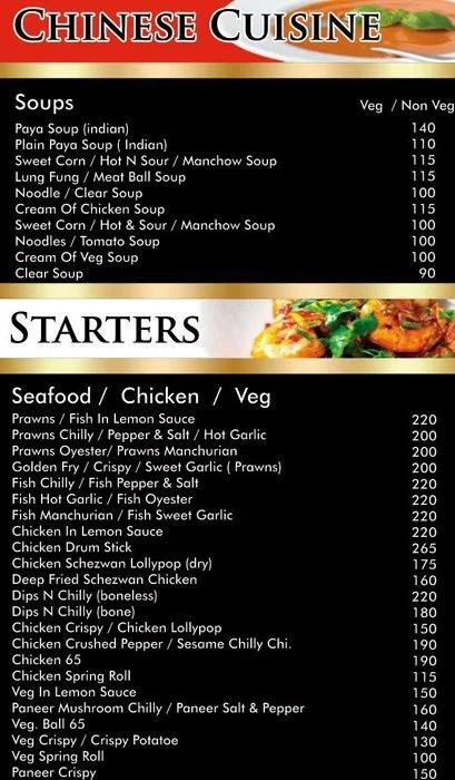 Yasin's Food Inn menu 