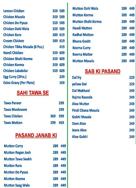 Raj 31 Delhi Foods Corner menu 