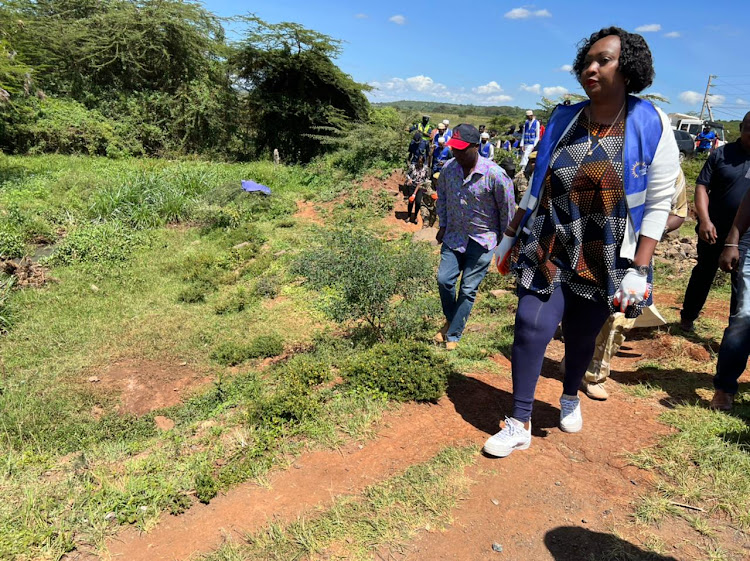 Nairobi Governor Ann Kananu during world environment day at Langa’ta along the busy Southern bypass on June 5, 2022.