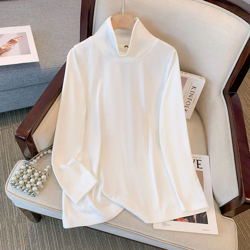 Roupas femininas camiseta manga comprida gola alta