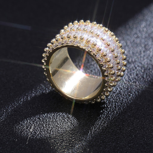 Title 9, Double Row Strip Zircon Ring for men and women....