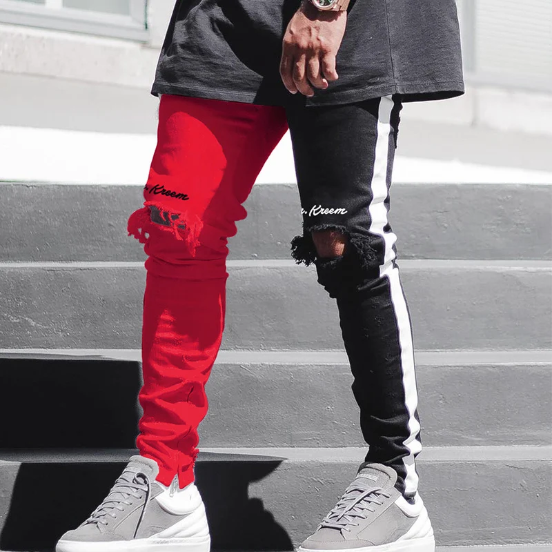 Men's casual pants with holes
