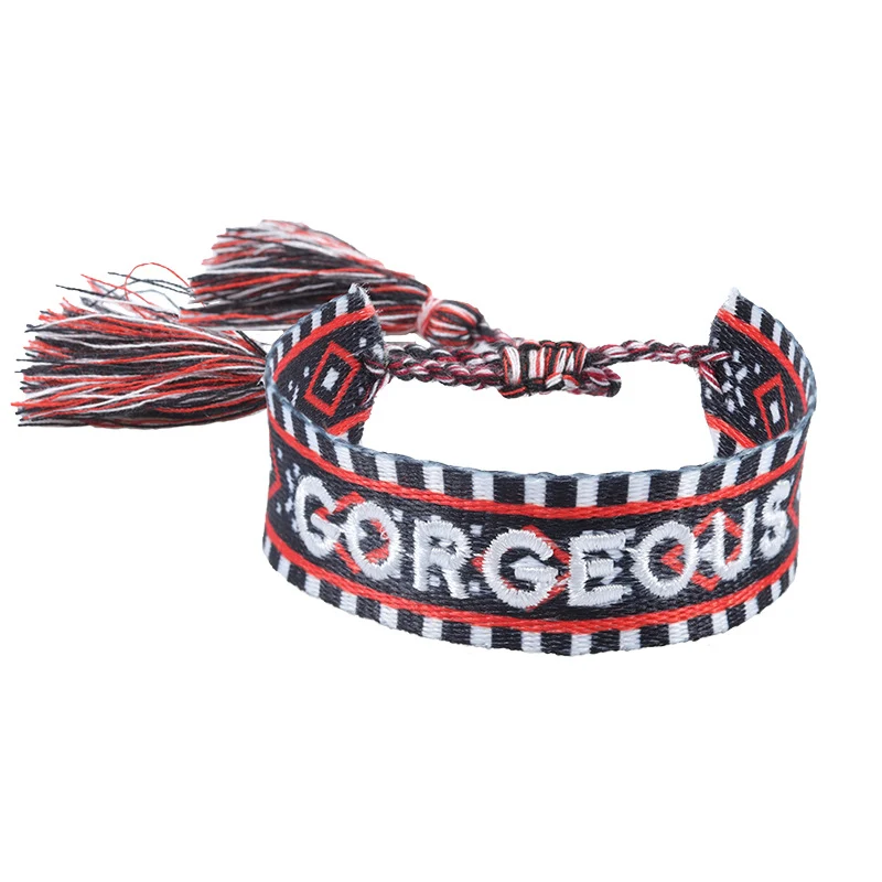 Gebreide riem koppel armband met letter borduursel, polsband voor hem en haar, gepersonaliseerd cadeau voor geliefden.