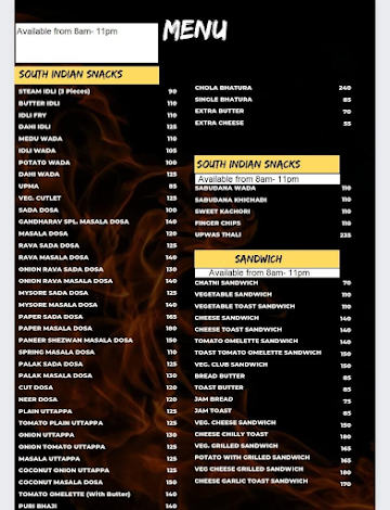 Hotel Gandharva menu 