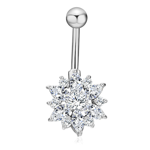 Title 2, Stainless Steel Inlaid Zircon Belly Button Nail...