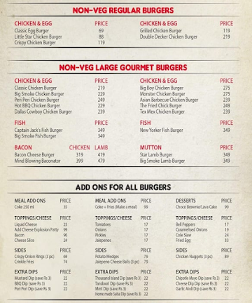 Big Smokin Burgers menu 