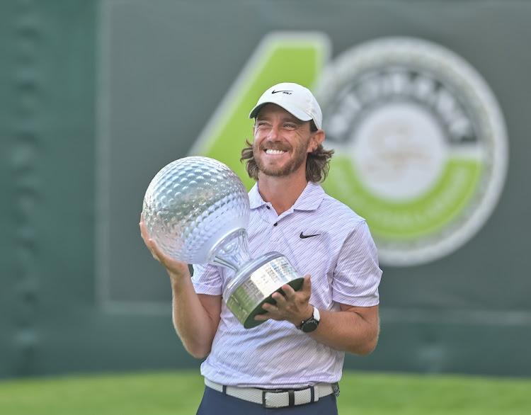 Tommy Fleetwood celebrates after defending his title at the Nedbank Golf Challenge at Gary Player Country Club in Sun City, November 13 2022. Picture: CHRISTIAAN KOTZE/GALLO IMAGES