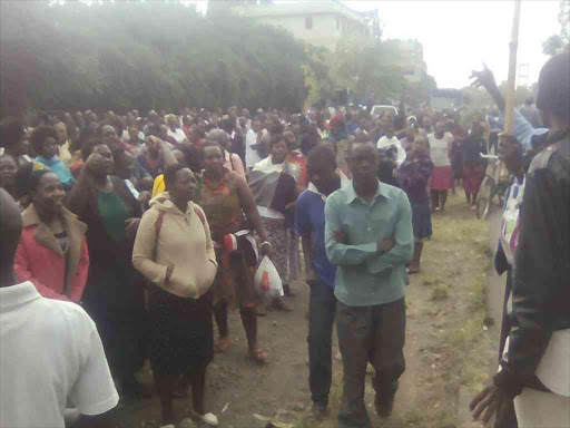 More than 300 workers from Bedi fabrics limited a textile company protest over harassment and poor working conditions on November 10th 2016. Photo/ RITA DAMARY